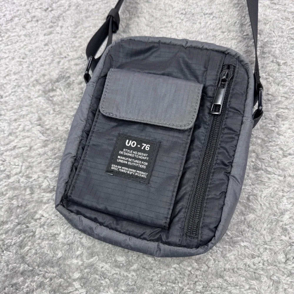 Urban Outfitters UO-76 Crossbody Utility Bag Grey Black Ripstop Nylon Techwear‎